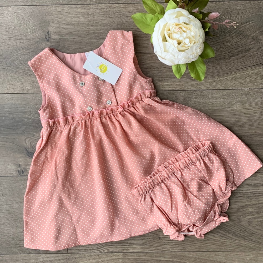 Toddler Girls Pink Polka Dot Sundress (Size 2T)